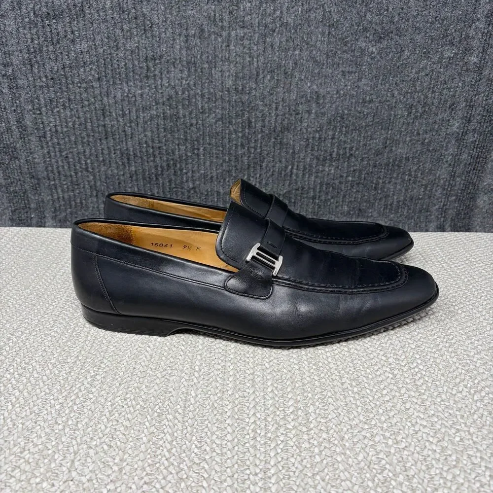 Magnanni Lino Bit Loafers Black Leather Dress Shoes Oxfords Mens 9.5 M